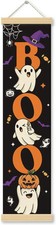 Halloween Door Banner, Boo Ghost Canvas Decor for Front Porch and Party