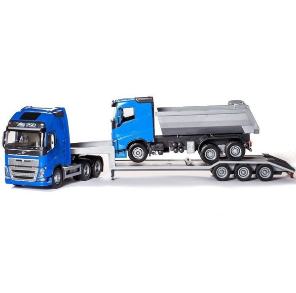 Emek, Volvo FH16 6X4 Blau Mit 3-Achs-Fahrzeug Und 6X4 Kipper, 1/25, EMEK33714-image