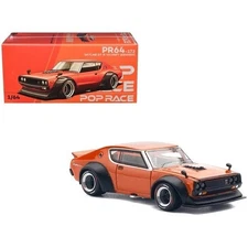 SKYLINE GT-R V8 DRIFT "KENMERI" RHD ORANGE 1/64 DIECAST BY POP RACE PR640173-1F