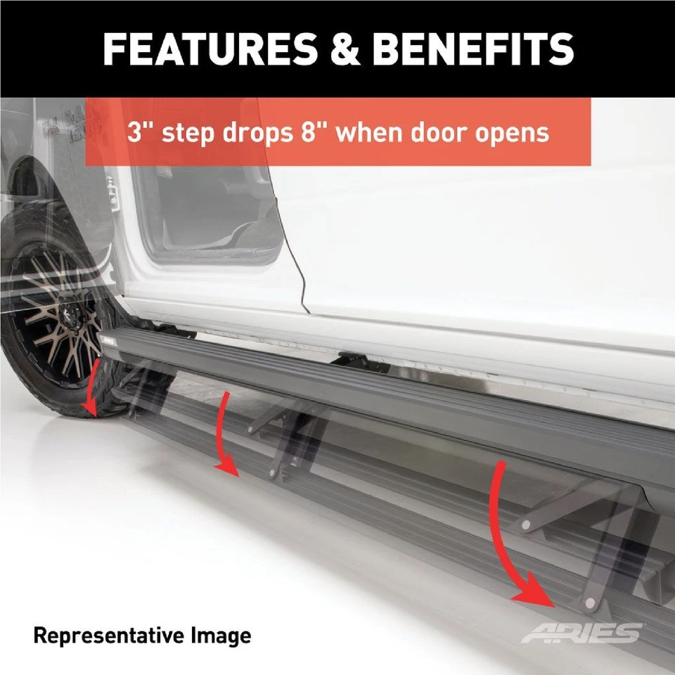 Aries ActionTrac Black Aluminum Powered Running Boards for Ram 2500 3500 Pair - Imagem 4 de 4