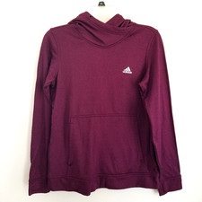 Adidas Hoodie Womens Medium Maroon Climawarm Fleece Lined Pullover Sweatshirt