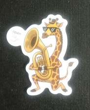 Giraffe Playing Tuba Sticker 2