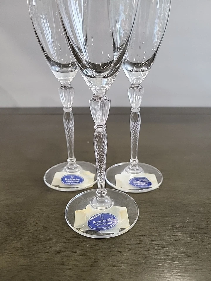 Copas de flautas de champán Royal Doulton Oxford platino (juego de 3) Foto 4 de 4