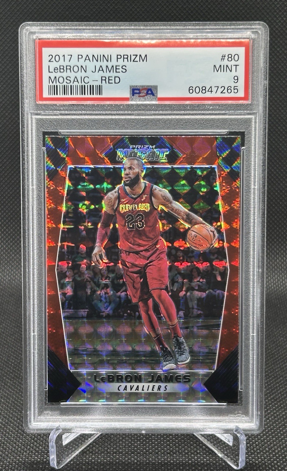 2017 Panini Prizm Mosaic LeBron James #80 Red PSA 9