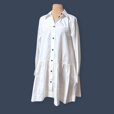 Ganni poplin cotton shirt dress ruffle Hem 36 4 Button Up Classic Office Casual