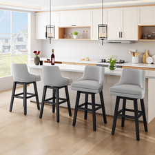 26" Fabric Swivel Bar Stool Set of 4 Counter Height Barstools with Wood Leg