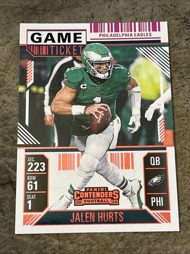 Boleto de juego 2024 Panini Contenders Jalen Hurts Red Philadelphia Eagles