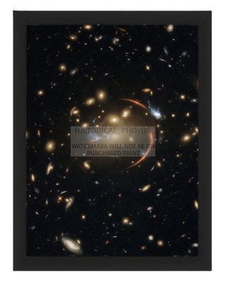 DORMANT GALAXY LENSED BY GALAXY CLUSTER 10 BILLION LIGHT YEARS 8X10 FRAMED PHOTO
