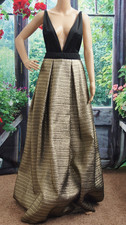 Authentic Sony Pictures Studio Wardrobe Gown Black Gold Jacquard Costume Size 2