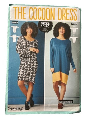 Simply Sewing Pattern Cocoon Pullover Knit Stretch Dress Plus  Sizes 10-20 Uncut