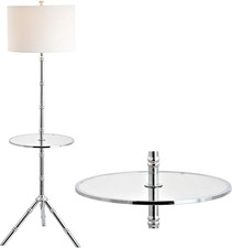 62" Chrome LED Floor Lamp - Modern Glam End Table with Foot-Step Switch
