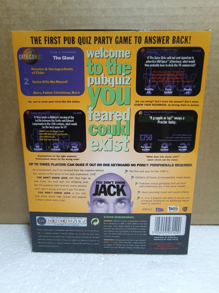 YOU DON'T KNOW JACK PC Big Box, NEW! CIB, RARE - Vintage - RETRO! - Image 2 of 4