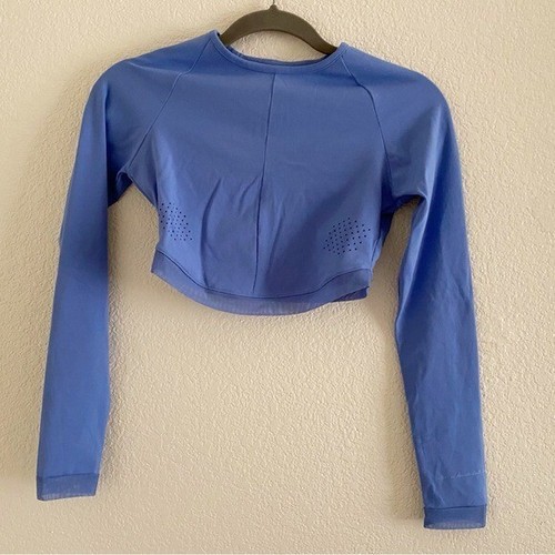 Gymshark x Whitney Simmons Size Extra Small Blue Long Sleeve Crop 1.0 - Afbeelding 1 van 7