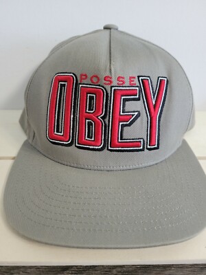 Men's OBEY POSSE SNAPBACK HAT Cap Gray Red One size
