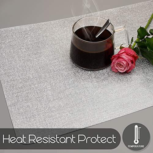 Placemats for Dining Table Set of 4, Heat-Resistant 4pcs placemats Silver - Picture 5 of 7