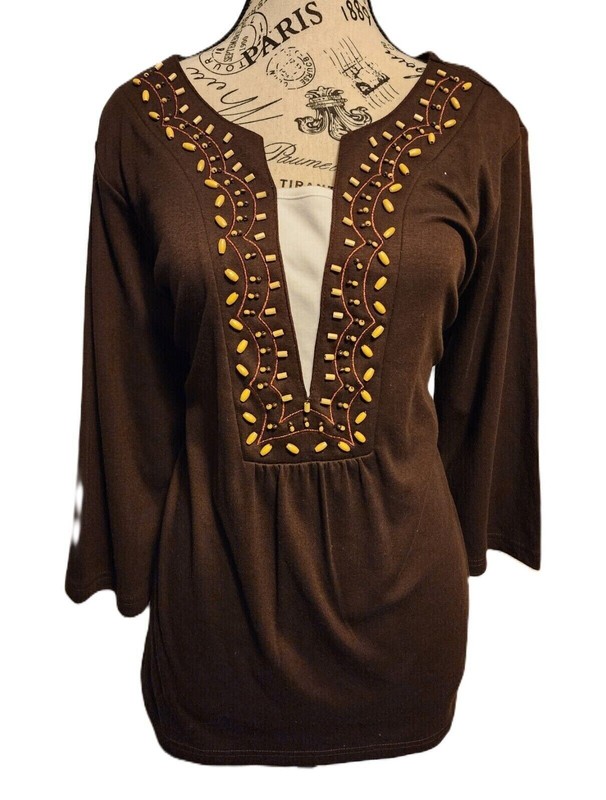 CHRISTOPHER & BANKS brown blouse- size XL