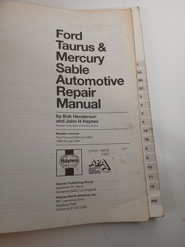 Ford Taurus Mercury Sable 1986-1995 manual de reparación Haynes 36074 EE. UU. - Imagen 9 de 24