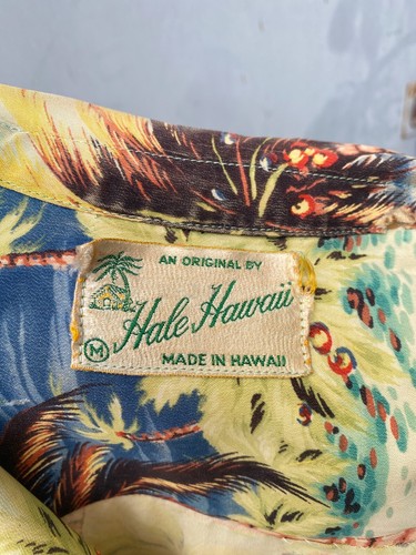 Vintage 1950s Hale Hawaii Shirt Mens Rayon Ocean Palm Trees Print - Picture 6 of 11