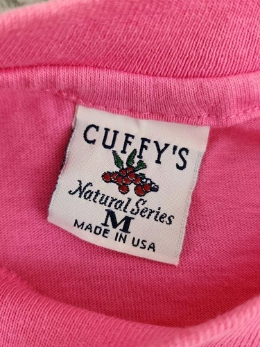 VINTAGE Chemise Cuffy's Cape Cod homme rose moyen série naturelle Tee A28 - Photo 3/7