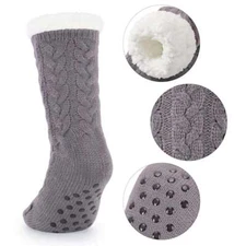 Men Women Cozy Winter Sherpa Fleece-lined Fuzzy Thermal Slipper Socks Indoor Hot