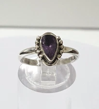 Gorgeous Sparkling Real Amethyst Stone Ring 925 Silver Size O~O1/2 #315368