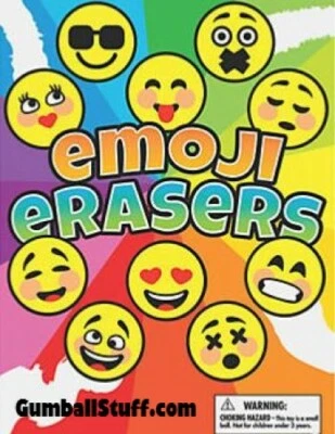 250 Emoji Erasers 1" inch Vending gumball candy Machine Capsules Toy 1.1" acorn