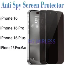 2 Pack For iPhone 16 Pro Max/16+/16 Pro Anti Spy Privacy Glass  Screen Protector