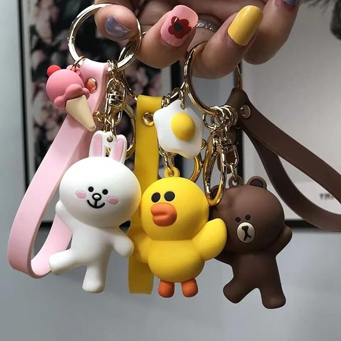 MARKENLOS Line Friends Brown and Cony Couple Keychain Schlüsselanhänger für Paare Valentin