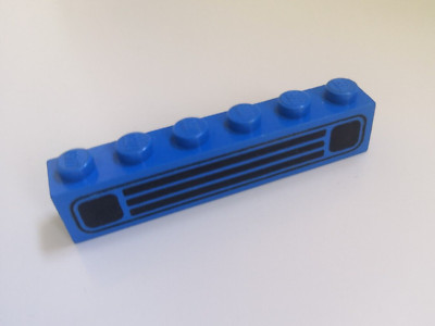 LEGO 3009p01e - Blue Brick 1 x 6 with Black Car Grille Pattern Aufdruck