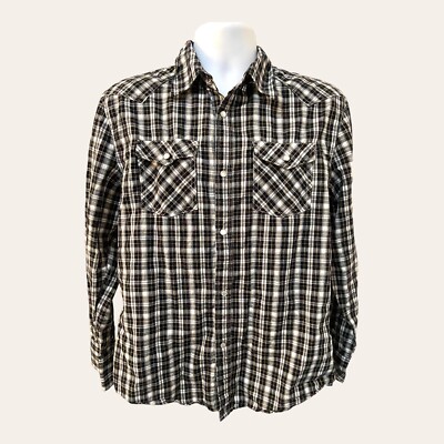 Cr2 We+ar The Revolution Button Down Shirt Mens L Plaid Pearl Blue Snap  Wear