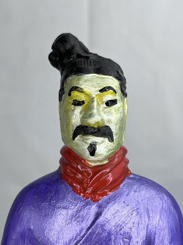 2x Asian Terra Cotta Warrior Soldier Figurine Statue Vintage Set Painted Purple - Picture 5 of 15