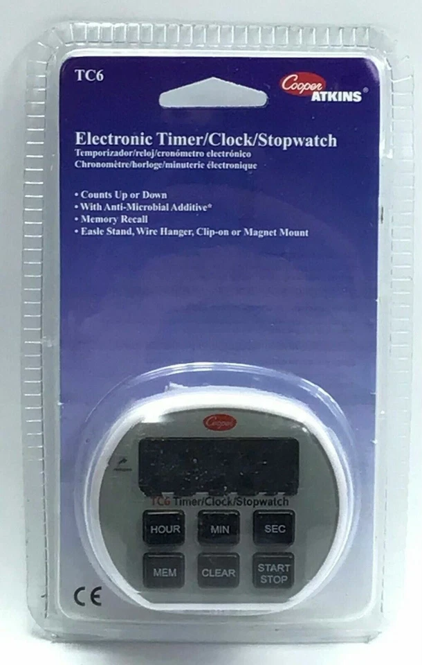 Cooper Atkins TC6 / Timer Clock Stopwatch / 6-Button / Easel Stand or Magnetic - Image 4 of 4