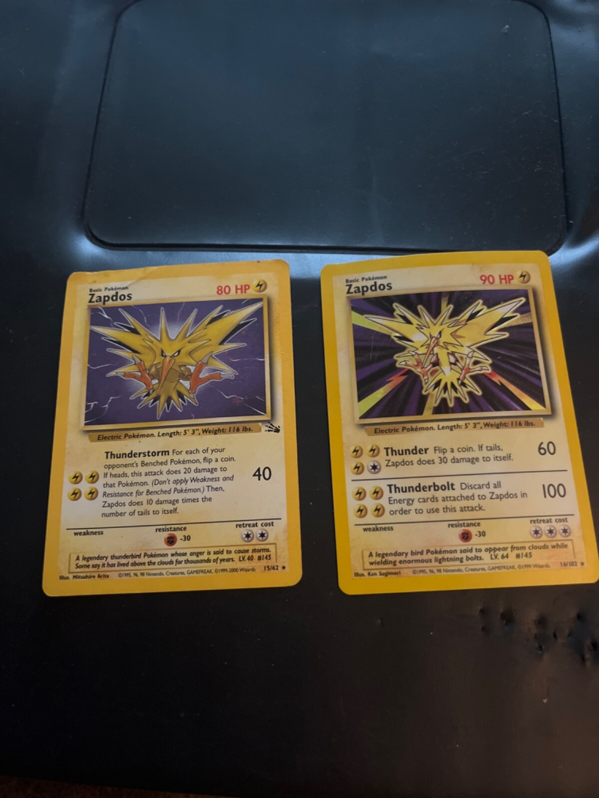 Zapdos 16/102 1st Edition Shadowless Holo Base Set Pokémon TCG WOTC Trading Card