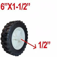 Replacement 6" x 1-1/2" Plastic Rim Wheel Tire for Lawnmower or Cart