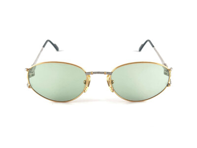 NEW VINTAGE TIFFANY T 387 OVAL GOLD PLATED GREEN LENSES 90'S
