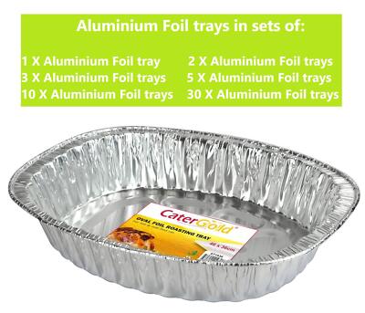 Large Oval Disposable Aluminium Foil Trays 46cm x 36cm x 8cm For
