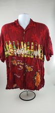 Vintage Thums Up Men  s Hawaiian Shirt Tropical Pineapple Beer Red Floral Sz XXL
