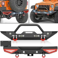 W/ 18W LED Lights Rear /Front Bumper For 07-2018 Jeep Wrangler JK JKU Unlimited