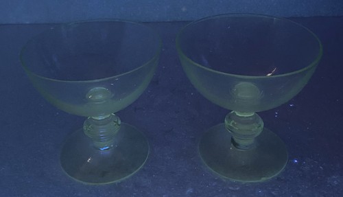 Two (2) Vintage Depression Blue Ball Stem Champagne / Low Sherbets - Picture 5 of 5