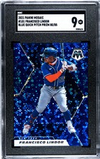 2021 Panini Mosaic #101 Francisco Lindor BLUE Quick Pitch PRIZM /85 SGC 9 MINT