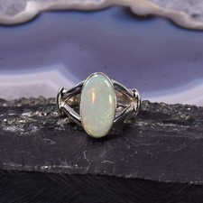 Edelopal Ring, 925er Silber, Edelsteinring (2...