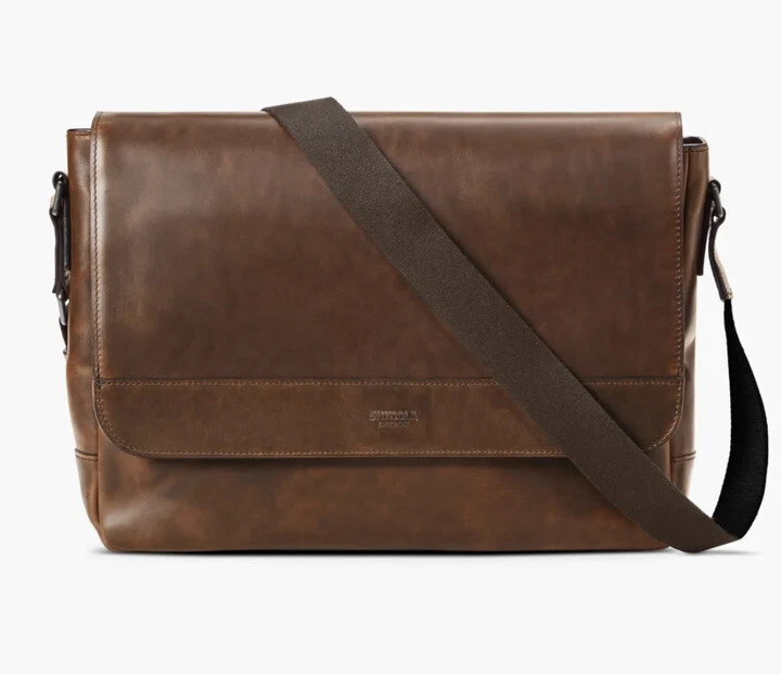 Shinola Navigator Leather Computer Briefcase - Medium Brown