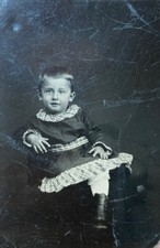 Antique 19th C Tintype Victorian Civil War Era Photo Photograph Young Baby Girl