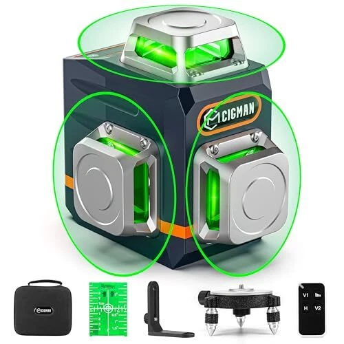 Laser Level Self Leveling 3x360° 3D Green Cross Line for Construction and Auto