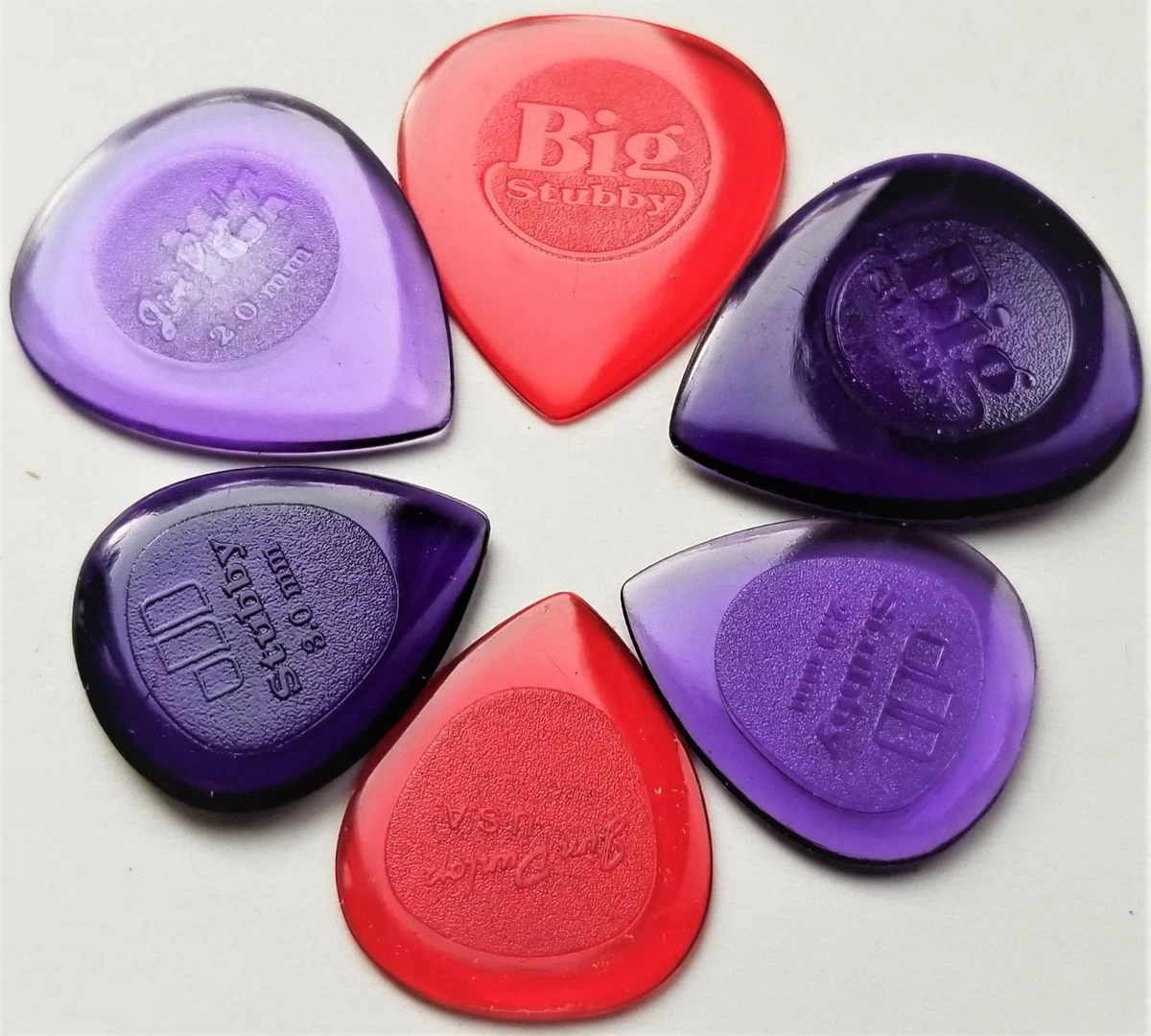 Jim Dunlop Stubby Jazz Big stubby Guitarpicks 6 Picks 1.0 2.0