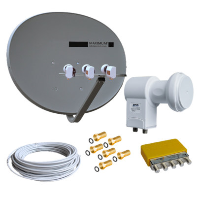 Russische TV Sat Anlage MAXIMUM E-85 voreingestellt Twin LNB 2-TV Full HD 3D 4K