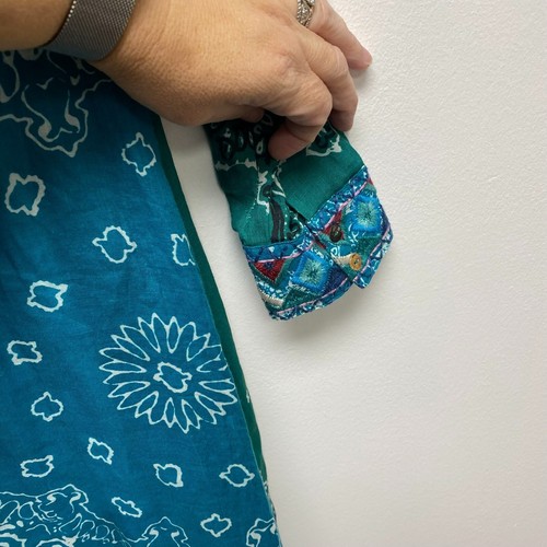 Johnny Was Workshop Womens Blue Green Bandana Print Henley Midi Shirt Dress XS - Picture 10 of 15