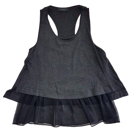 Thakoon Dark Grey Tank w/ Silk Double Layer Size 2 Womens Top