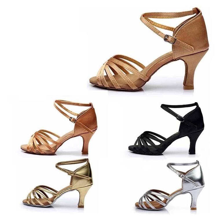 Salsa Dance Shoes Women's Ballroom Latin Tango Dance Shoes - 6 Colors, Heeled Salsa Shoes (Style 255-S-W) Women's Dance Shoes