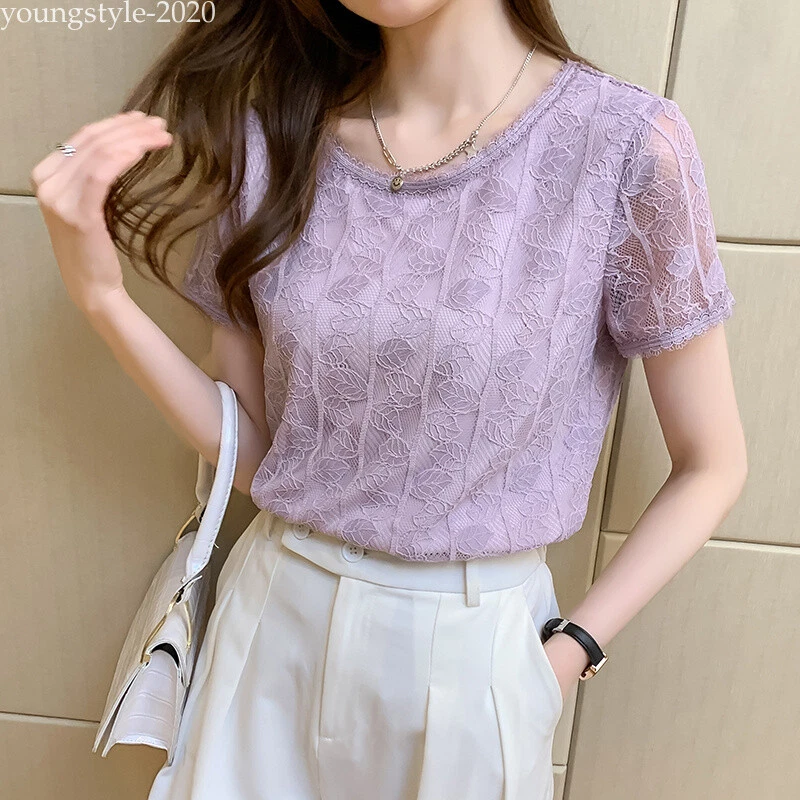 Korean Fashion Women Summer Casual Office Business Workwear Tops Blouse  Shirts